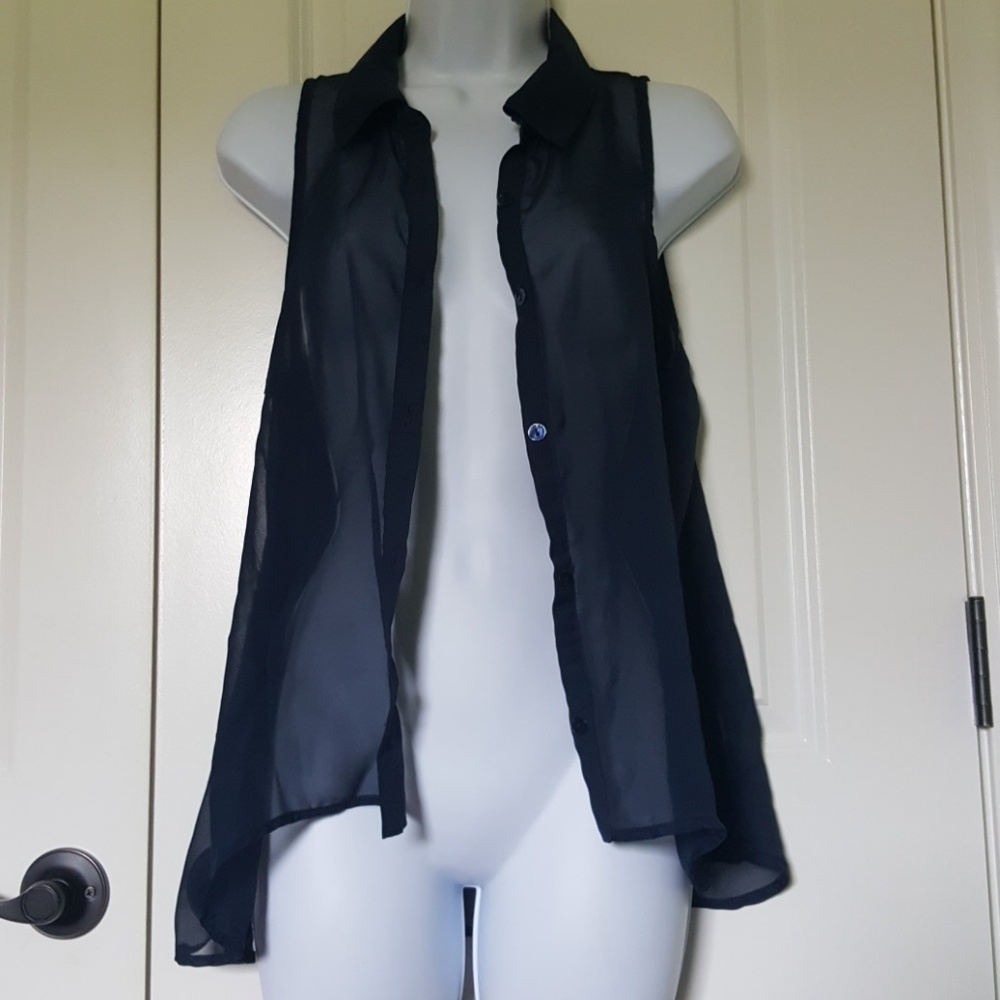 Mesh Button Down Top